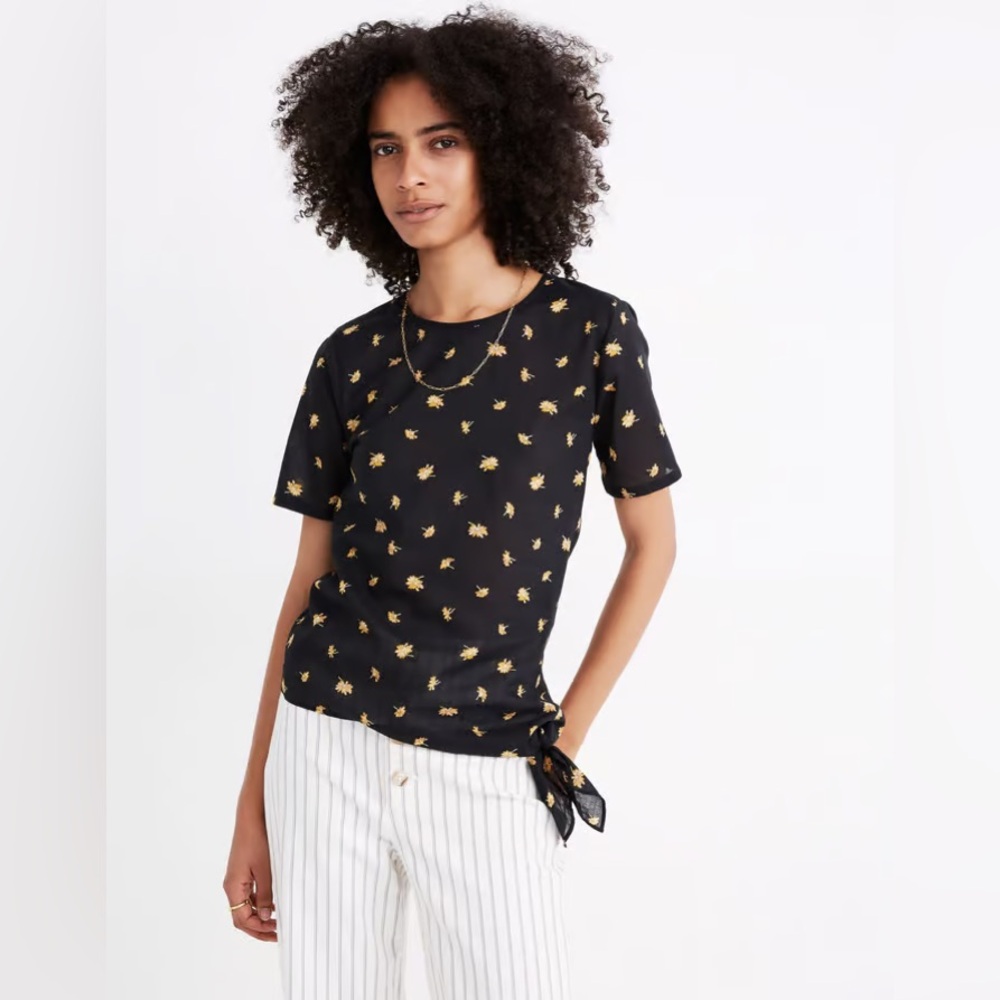 Madewell Voile Side Tie Top - French Daisies